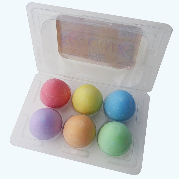 Set of coloured egg shape chalks