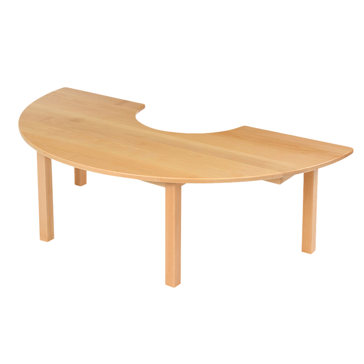 Crescent shape solid wood table