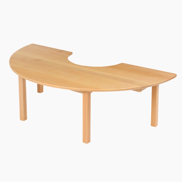 Crescent shape solid wood table