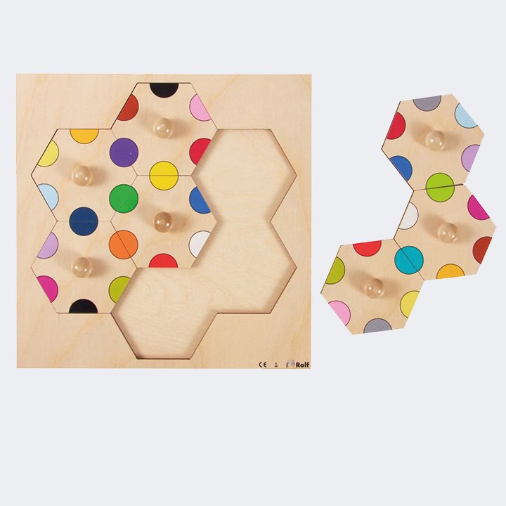 Wooden Colours puzzlewith hexagonal pieces