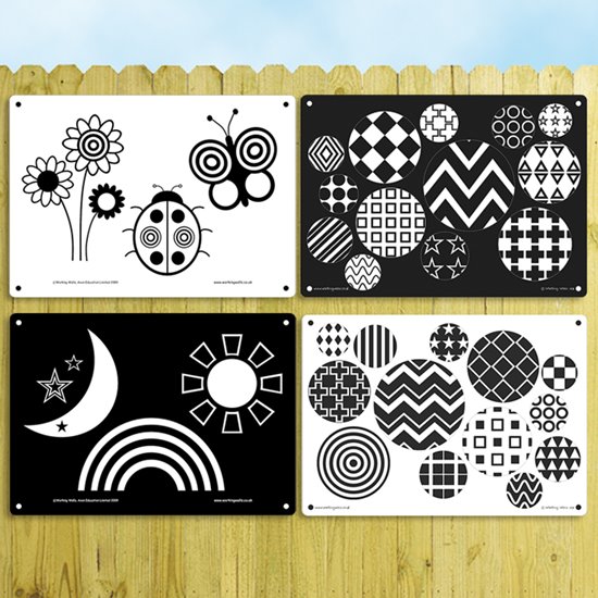 Attractive black and white patterned board displays