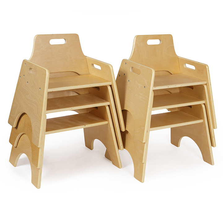 Traditional chairs stacks of four or six