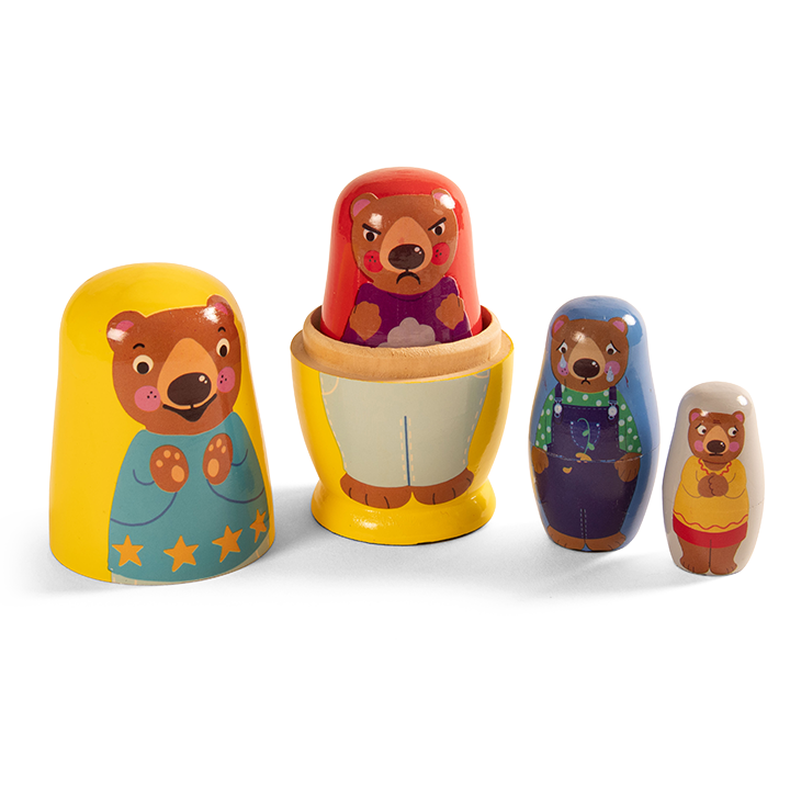 Set of 4 wooden bears that nest