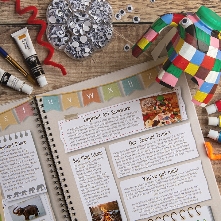 Example page activities around the letter e