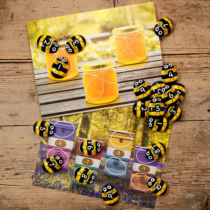 Honey bee counting stones and activity cards