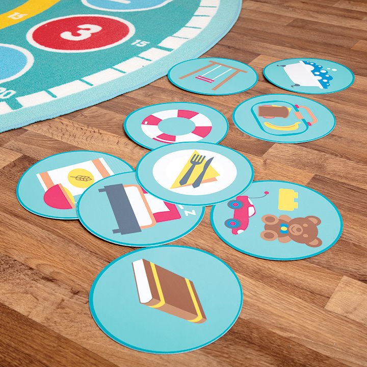 Carpet with activity discs