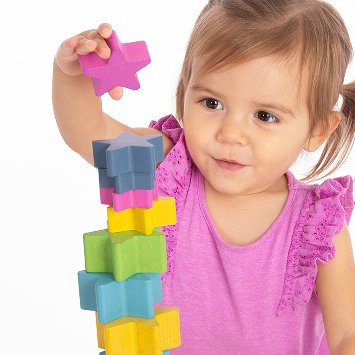 Tower of Rainbow Wooden Stars