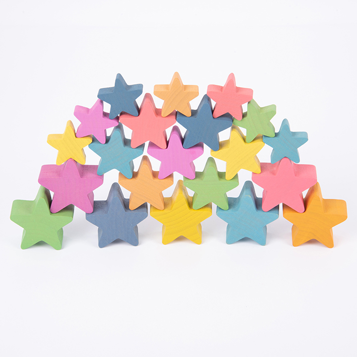 Rainbow Wooden Stars - interlocking