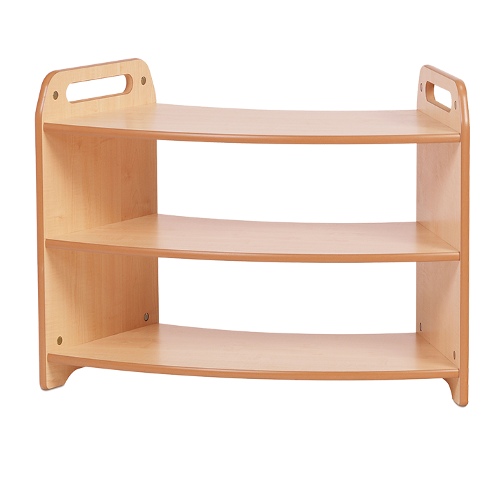 Curved shape, accessible both sides.