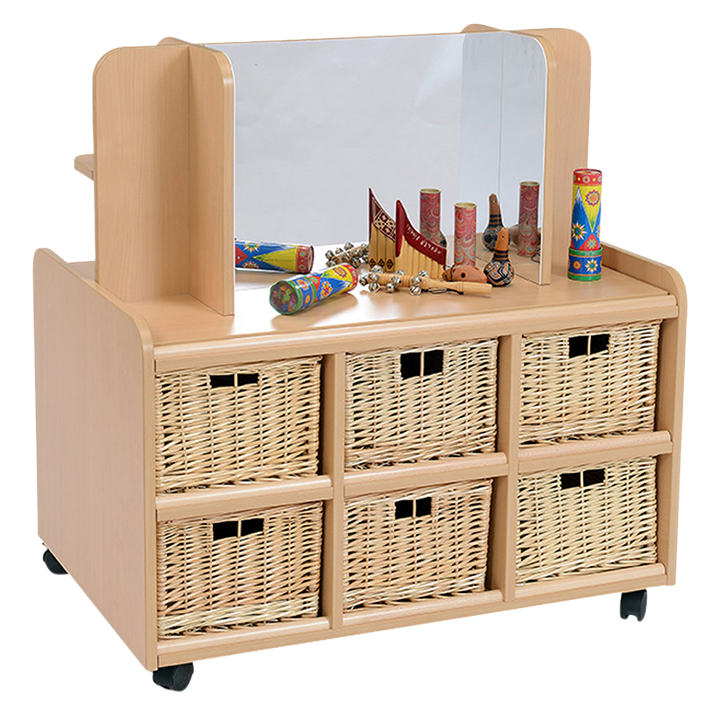Double Sided Unit with Shelf - baskets