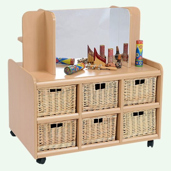 Double Sided Unit with Shelf - baskets