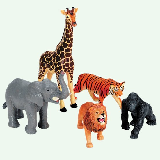 Set of plastic jungle animals