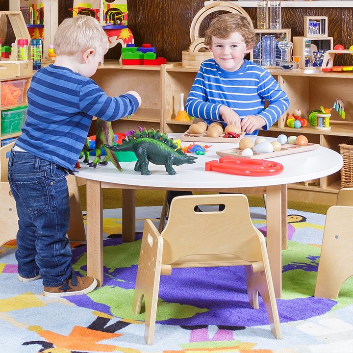 Traditional chairs being used by playing children