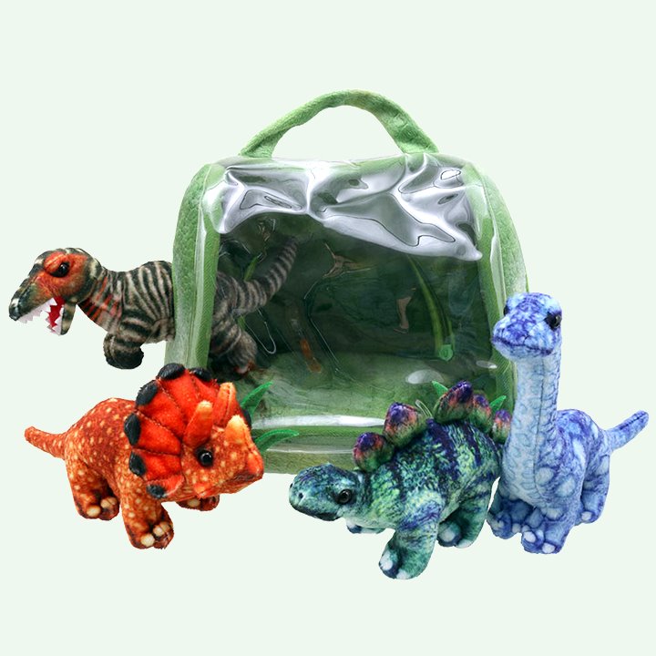 Dinosaur puppets and a bag