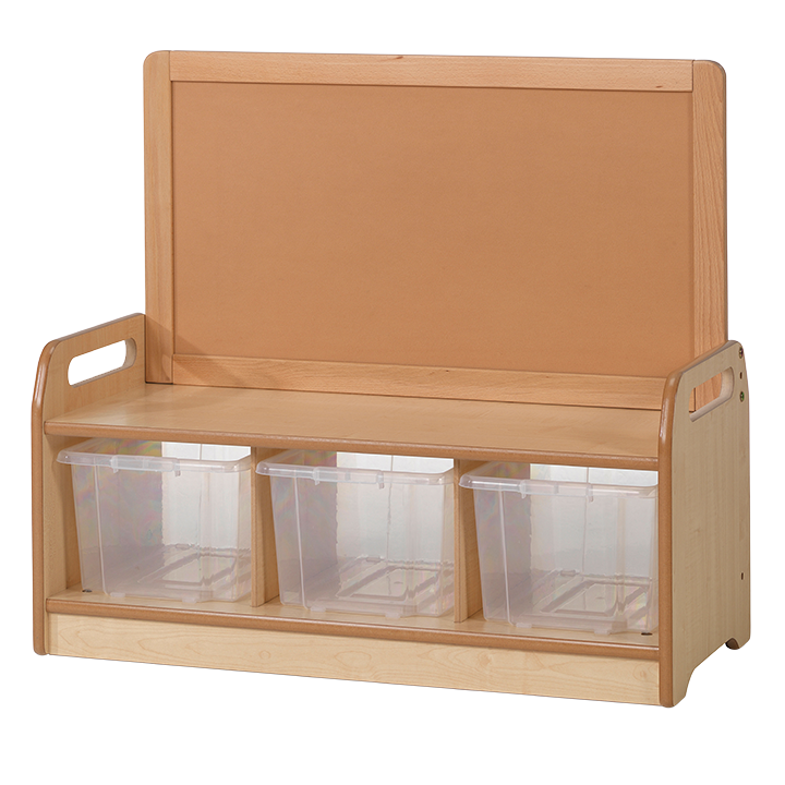 Unit with low level plastic bin storage