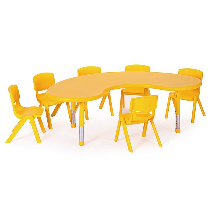 Yellow Horseshoe Table - shown with chairs