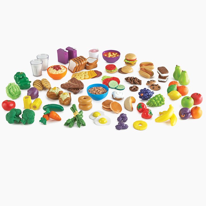 Large set of pretend food items for role play