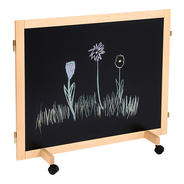 Blackboard panels to divide up space and create interesting play surfaces.
