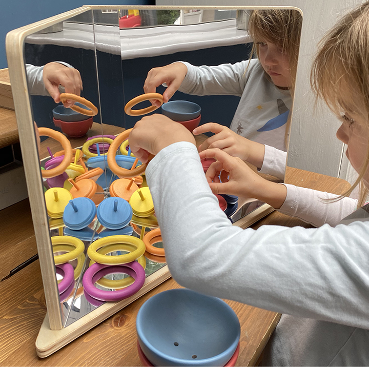 Child indoors A 90º corner mirror