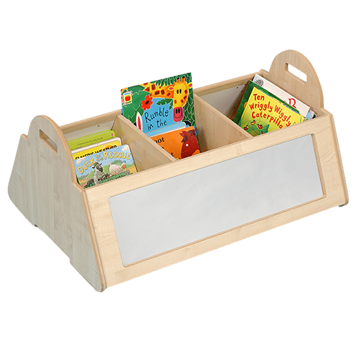 Low level storage box with mirrored sides