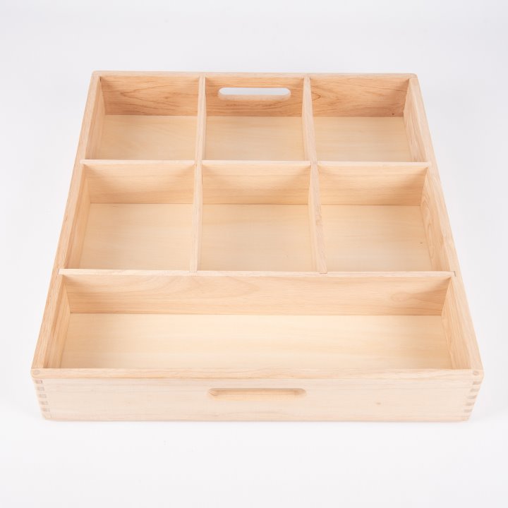 Divided tray used for sorting and display.