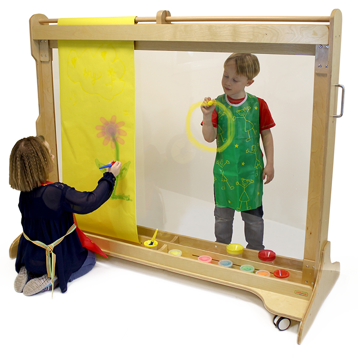 Giant acrylic painting window, also with attached paper to show versatility