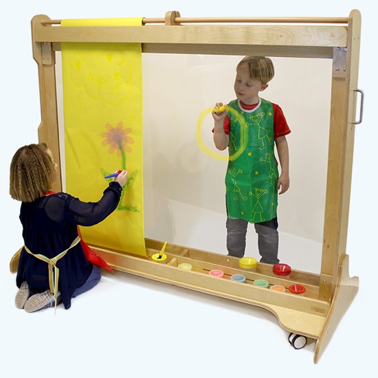 Giant acrylic painting window, also with attached paper to show versatility