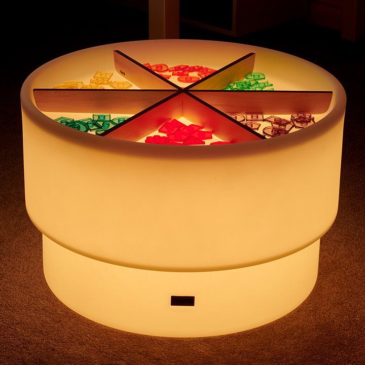 Glowing coloured light table