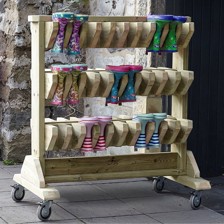 Mobile store up to 30 pairs of wellies.