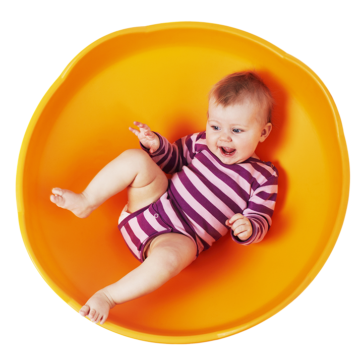 Birds eye view of small infant in top