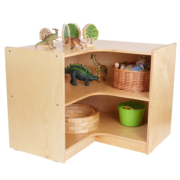 Birch plywood corner unit with two open shelves