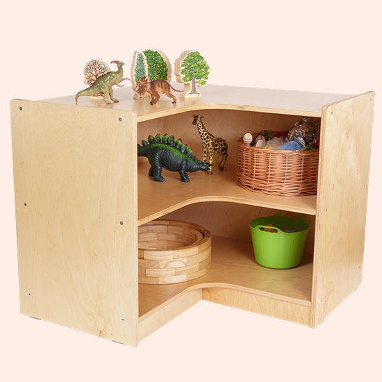 Birch plywood corner unit with two open shelves