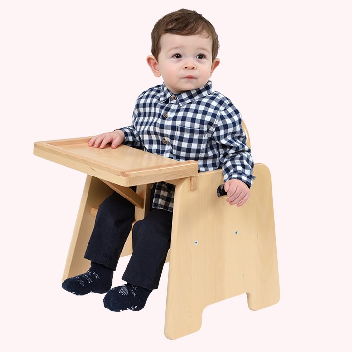 Wooden chair for mealtimes