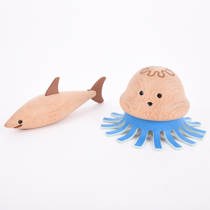 Shark and octopus from set of 10 sea creatures