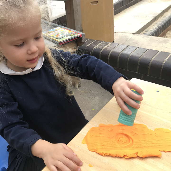 Roller with stamp end