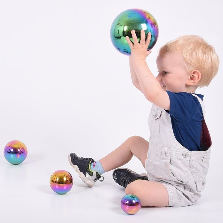Lightweight stainless steel colour burst balls in a range of sizes