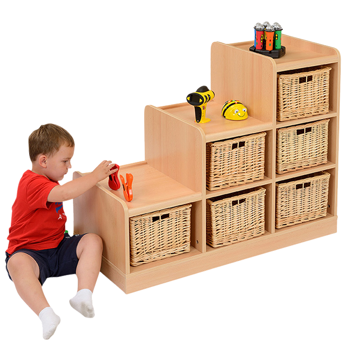 Boy and stepped storage unit