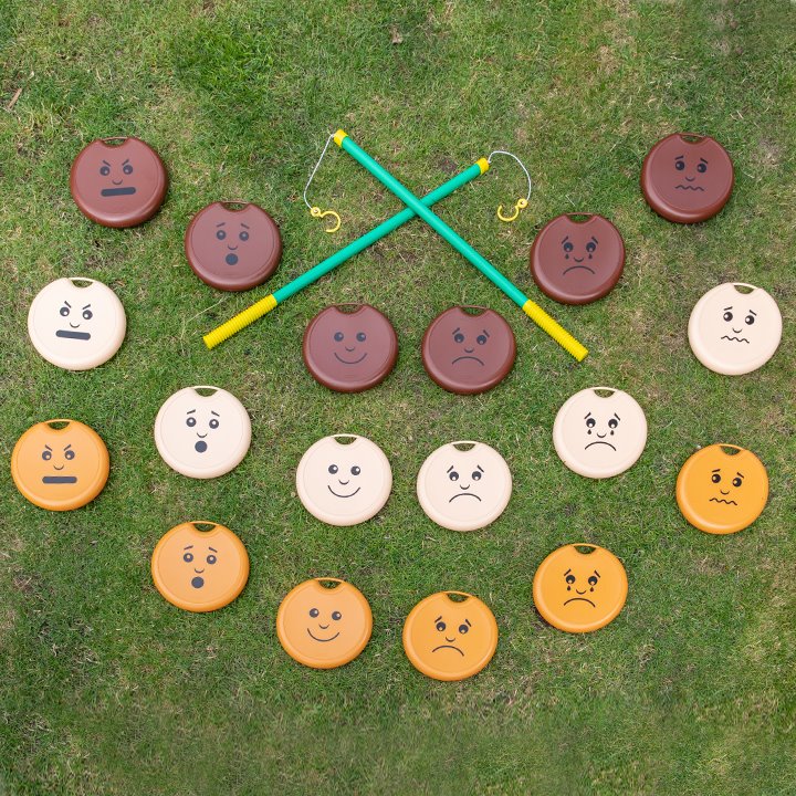 18 emotion faces and 2 fishing rods